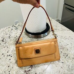EUC Elegant Tan Leather Handbag the only call outs was the water stain!